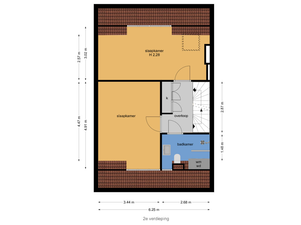 Bekijk plattegrond van 2e verdieping van Van Oldenbarneveltweg 35