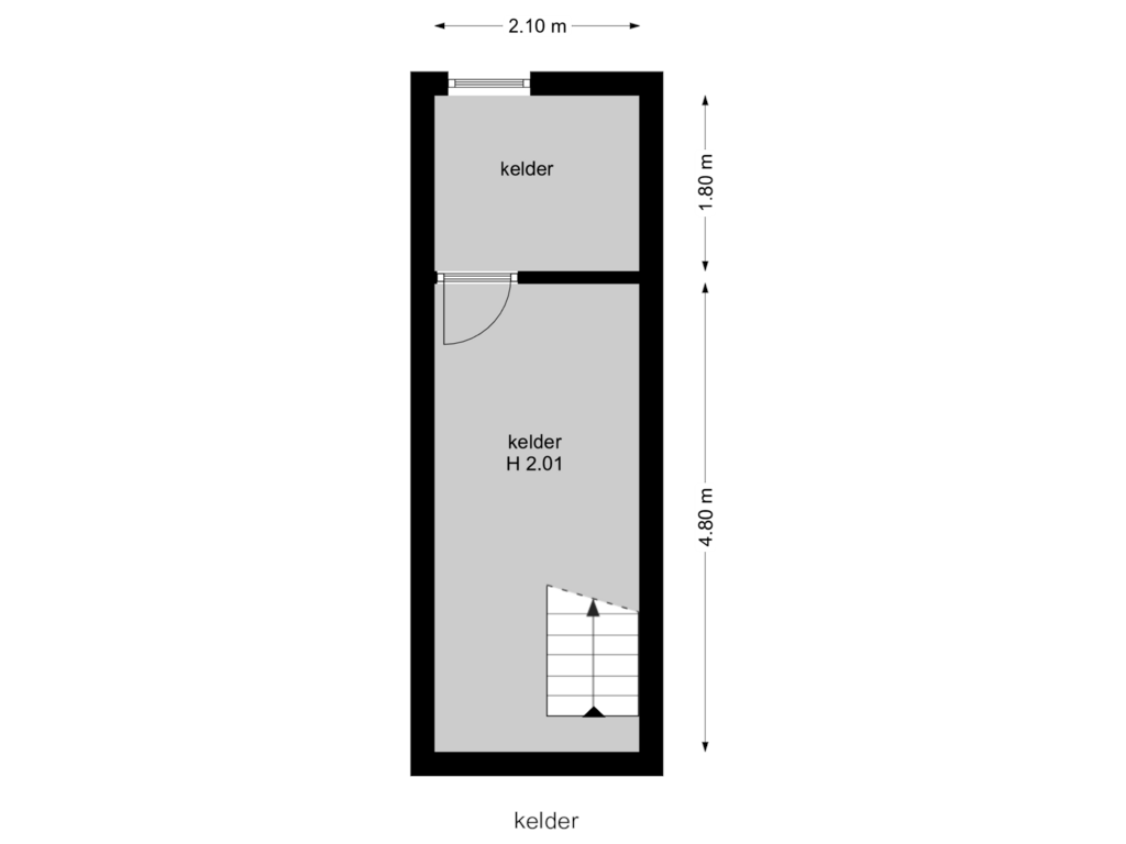 Bekijk plattegrond van kelder van Van Oldenbarneveltweg 35