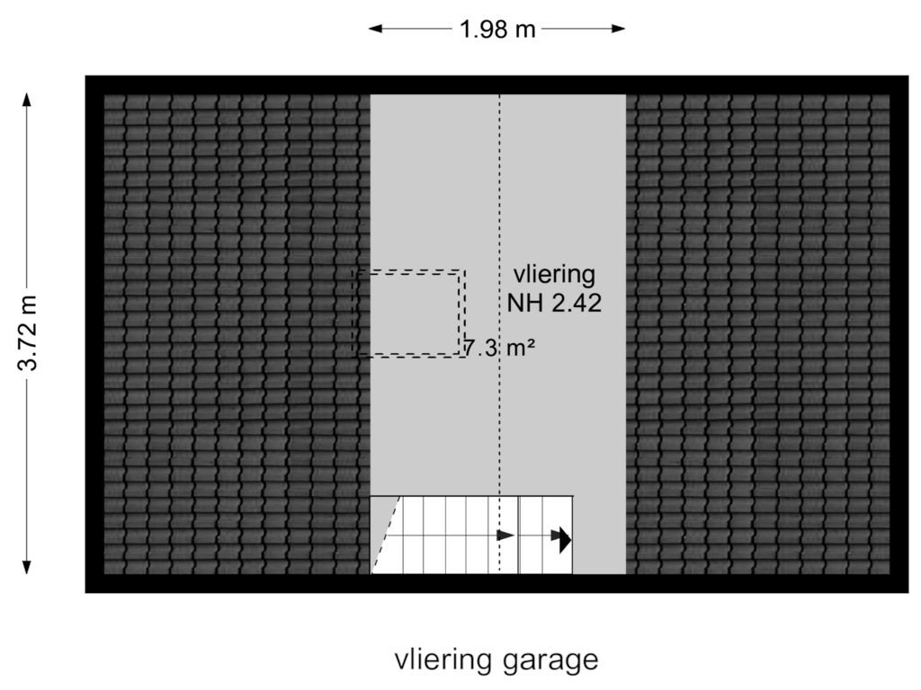 Bekijk plattegrond van vliering garage van Van Oldenbarneveltweg 35