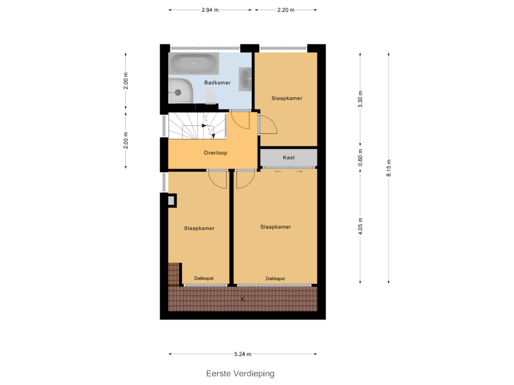 Bekijk plattegrond van Eerste Verdieping van Wadensteinlaan 32