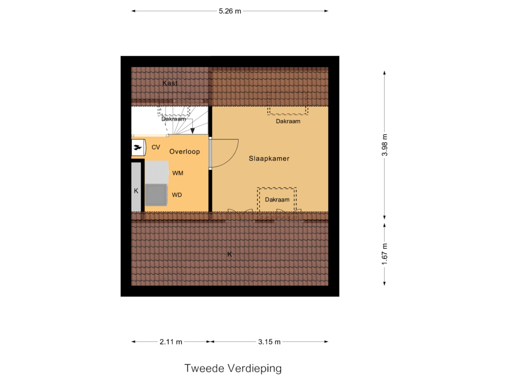 Bekijk plattegrond van Tweede Verdieping van Wadensteinlaan 32