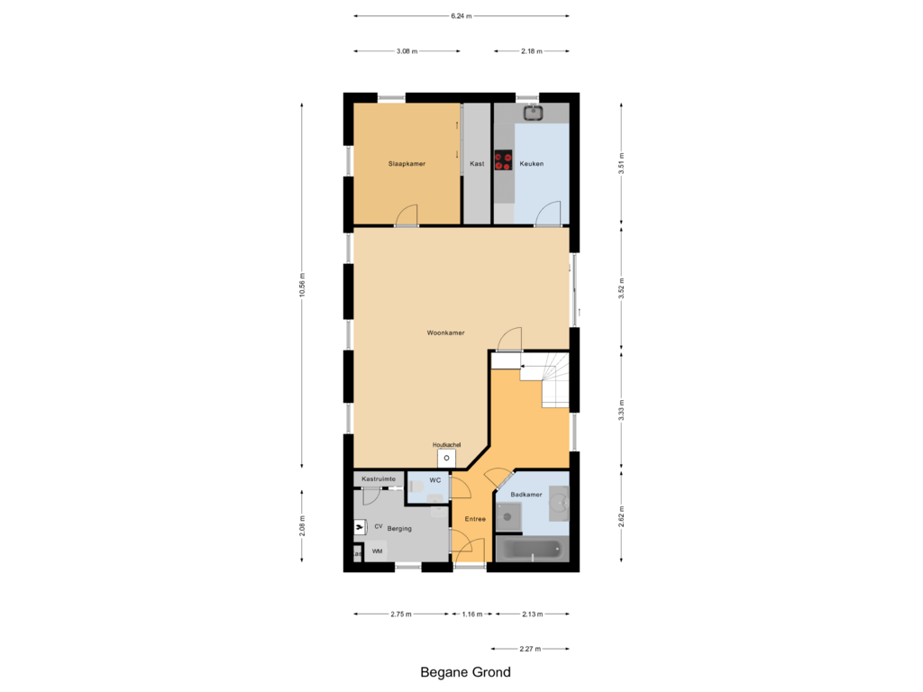 Bekijk plattegrond van Begane Grond van Klaproos 25