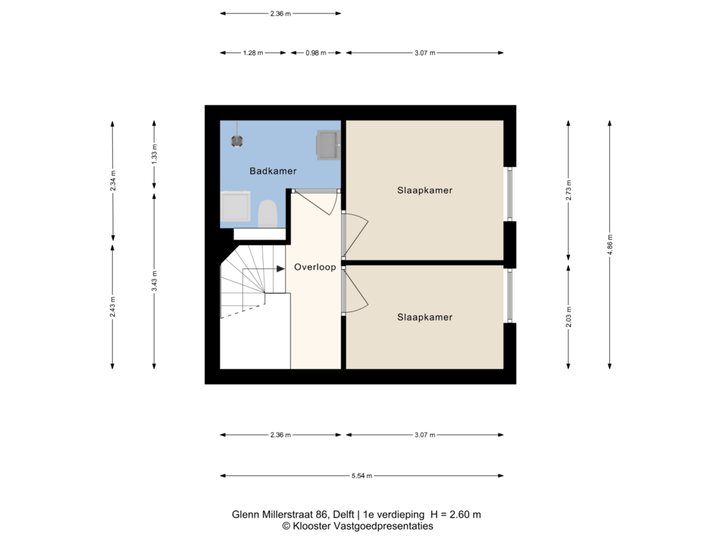 Bekijk plattegrond van 1e verdieping van Glenn Millerstraat 86