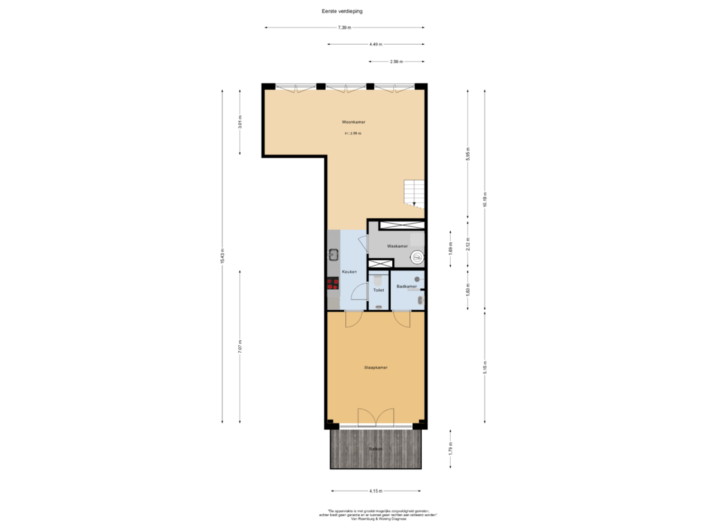 View floorplan of Eerste verdieping of Elandsstraat 58