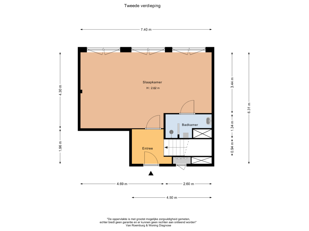 View floorplan of Tweede verdieping of Elandsstraat 58