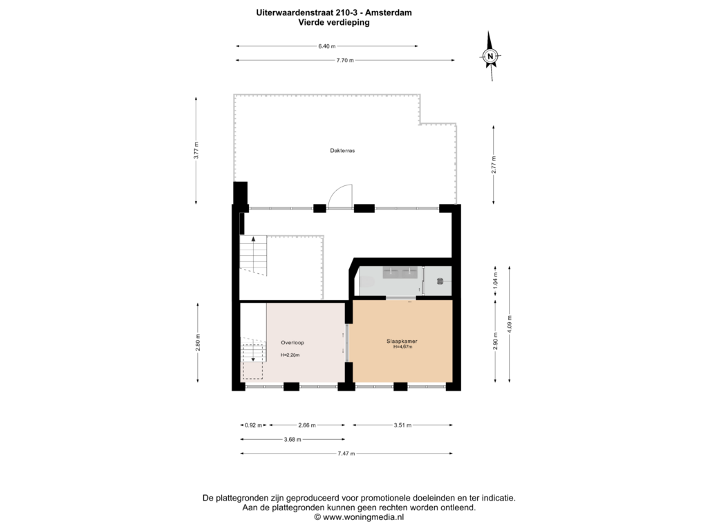 Bekijk plattegrond van Vierde verdieping van Uiterwaardenstraat 210-3