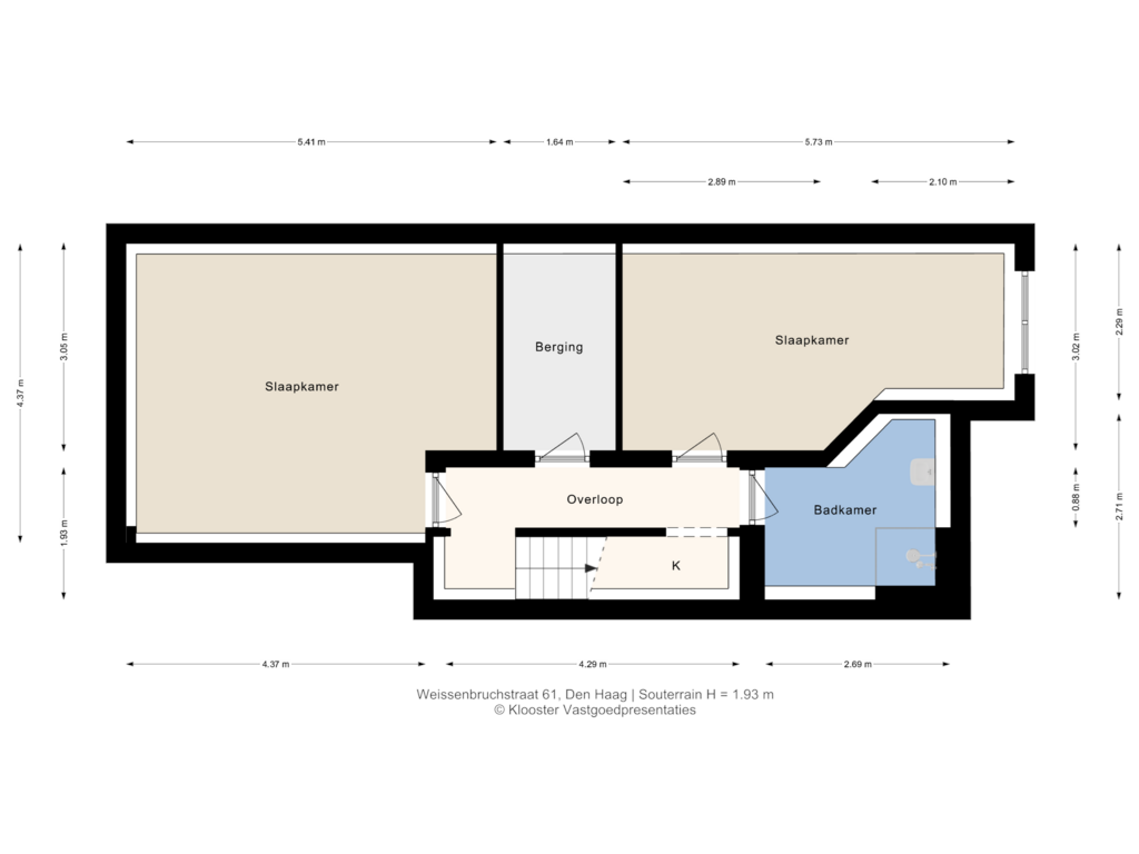 View floorplan of Souterrain of Weissenbruchstraat 61