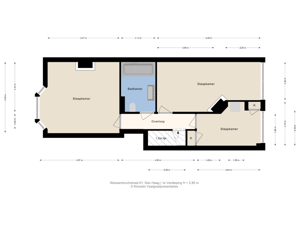 View floorplan of 1e Verdieping of Weissenbruchstraat 61