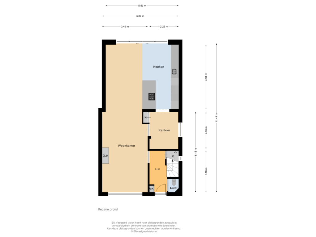 Bekijk plattegrond van Begane grond van Duinweg 10