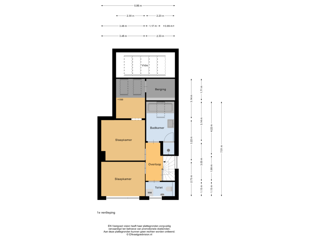 Bekijk plattegrond van 1e verdieping van Duinweg 10