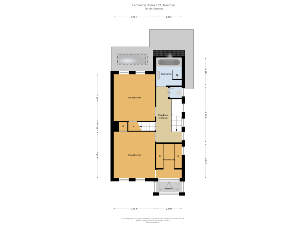 Bekijk plattegrond van 1e verdieping van Ferdinand Bollaan 21