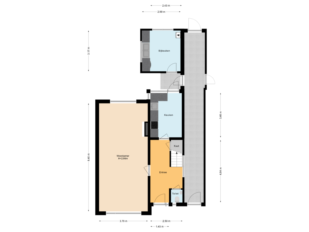 Bekijk plattegrond van Begane grond van Spoorstraat 24