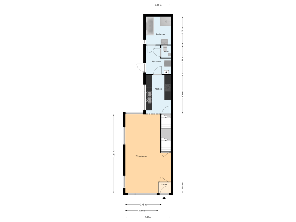 Bekijk plattegrond van Begane Grond van Loweg 78