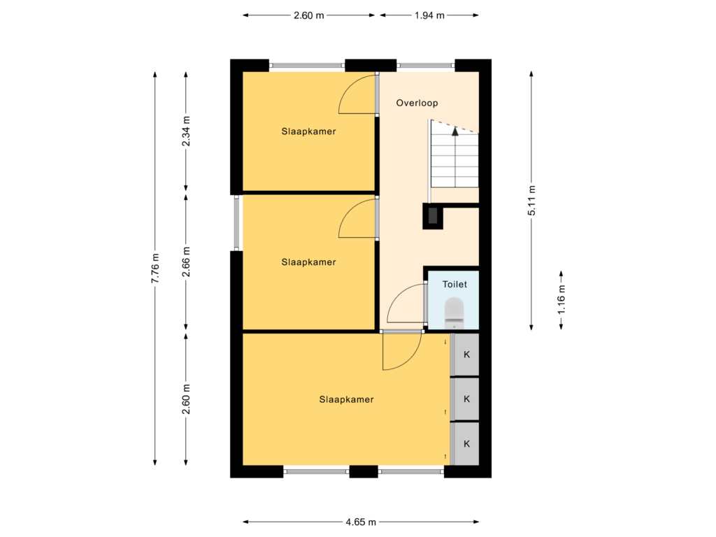 Bekijk plattegrond van 1e Verdieping van Loweg 78