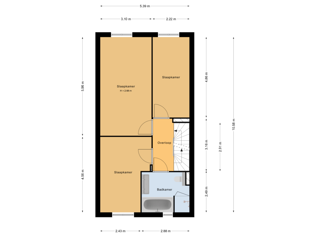 View floorplan of 1e verdieping of Metelerkampstraat 83