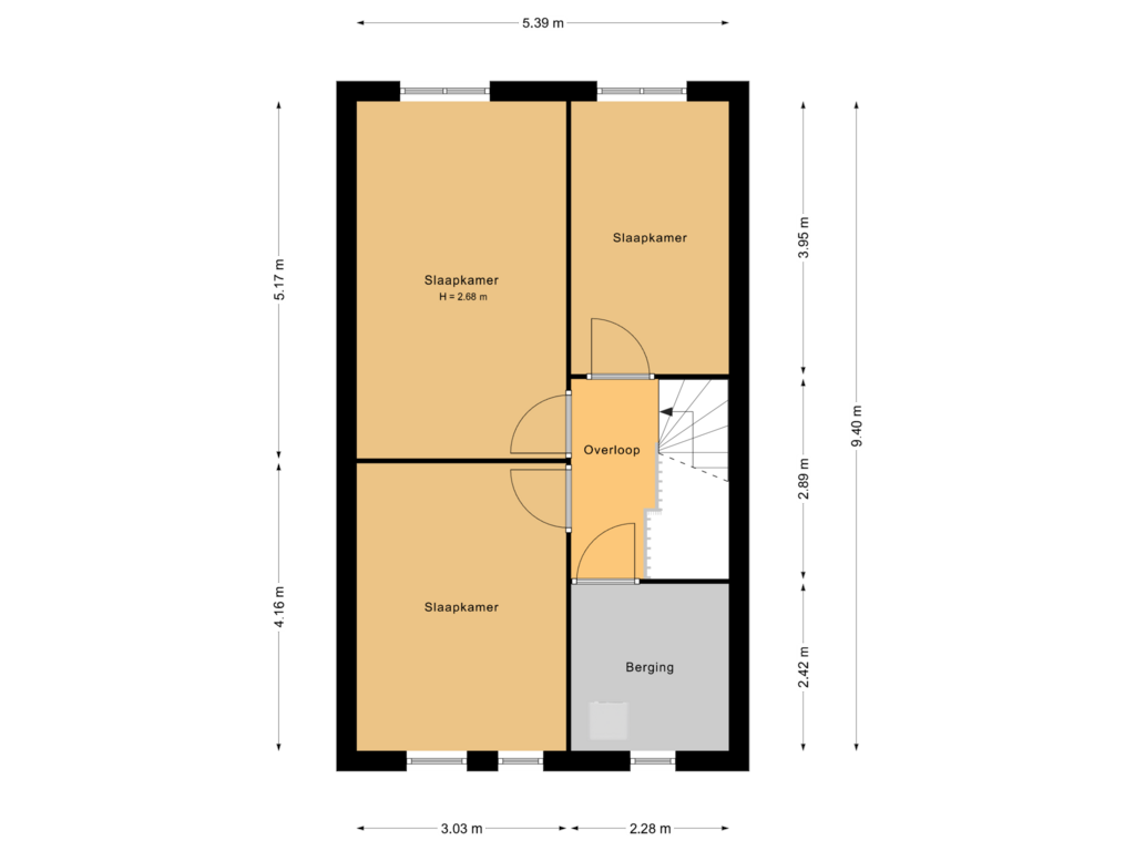 View floorplan of 2e verdieping of Metelerkampstraat 83