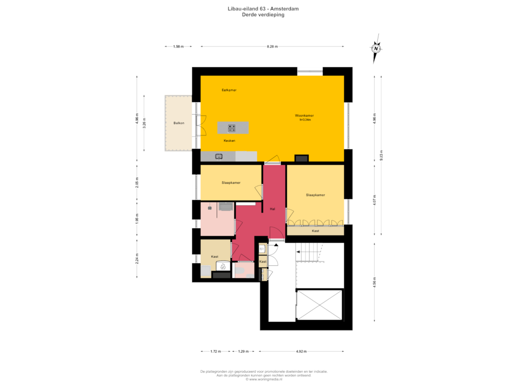 Bekijk plattegrond van Derde verdieping van Libau-eiland 63