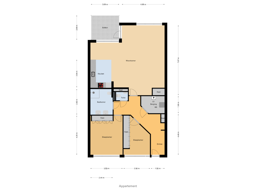 Bekijk plattegrond van Appartement van Boulevard Bankert 440