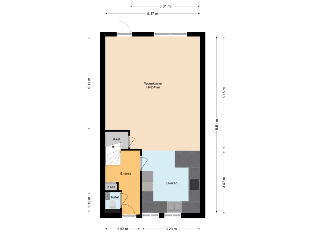 Bekijk plattegrond van Begane grond van Jan Roggeveenweg 38