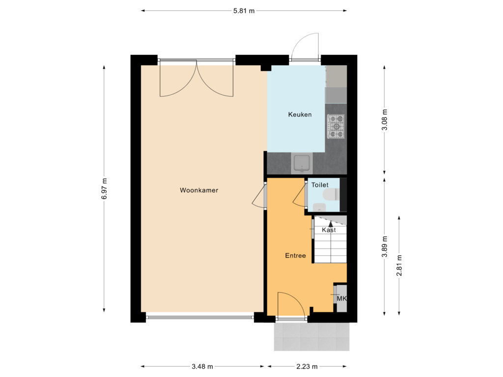 Bekijk plattegrond van Begane grond van Hazelaar 66