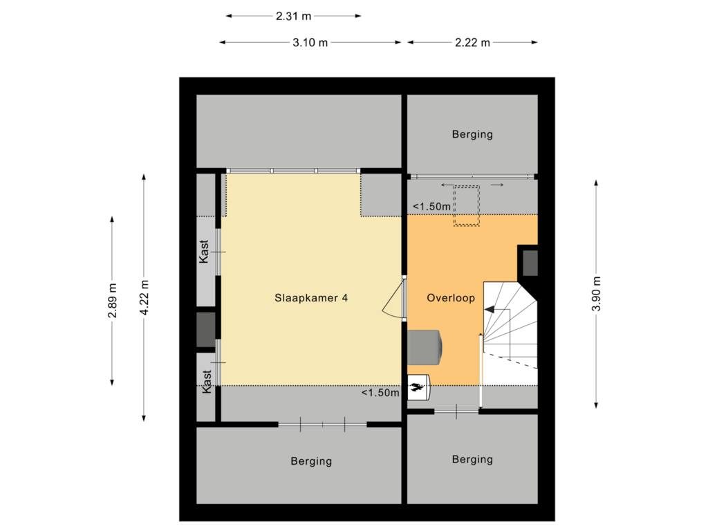 Bekijk plattegrond van Tweede verdieping van Hazelaar 66