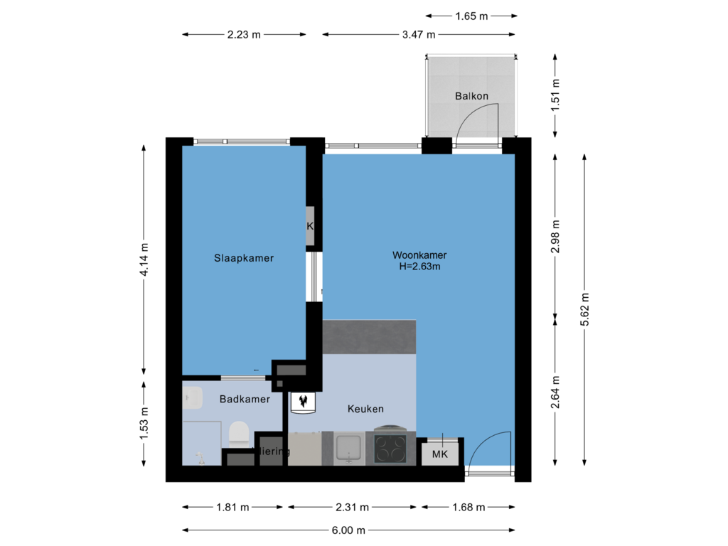 Bekijk plattegrond van Appartement van Van Nijenrodeweg 445