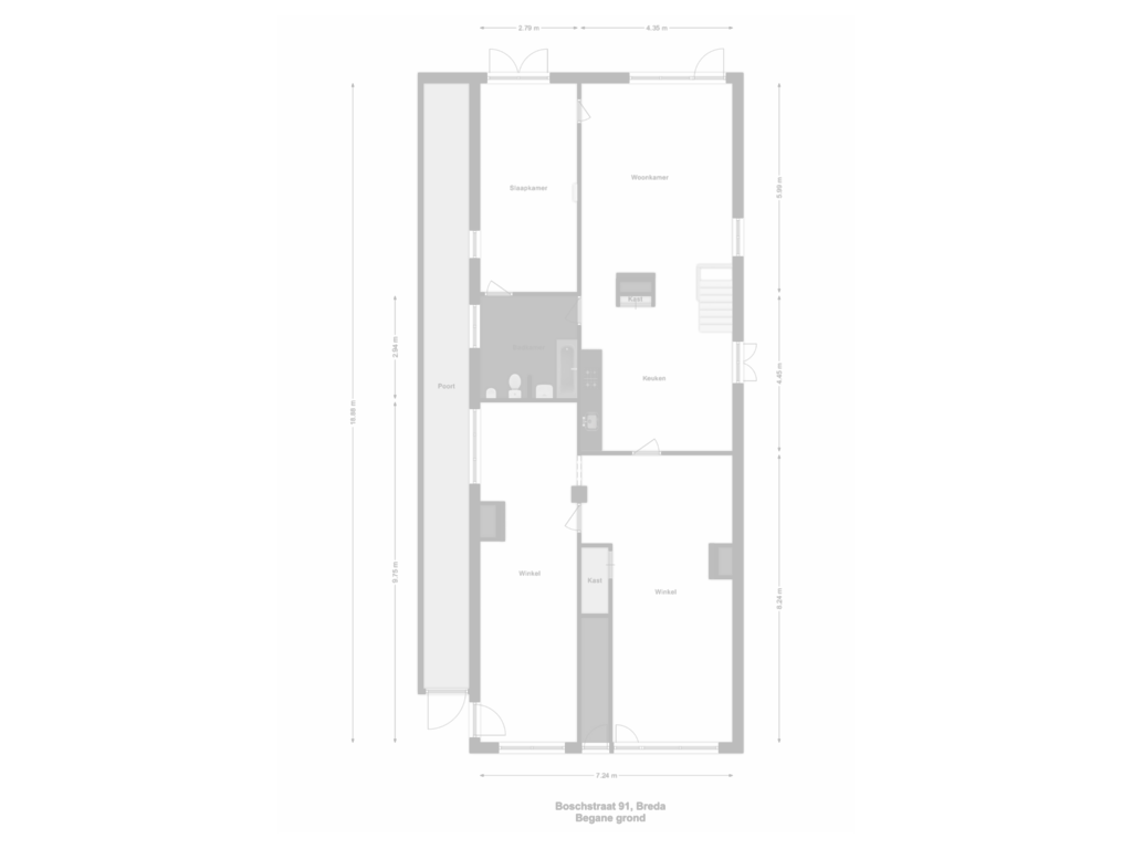 Bekijk plattegrond van Begane grond Boschstraat 91 van Boschstraat 91