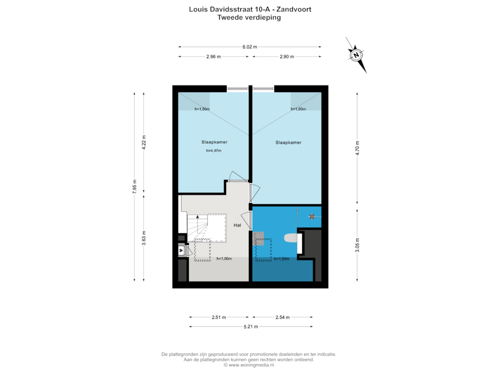 View floorplan of Tweede verdieping of Louis Davidsstraat 10-A