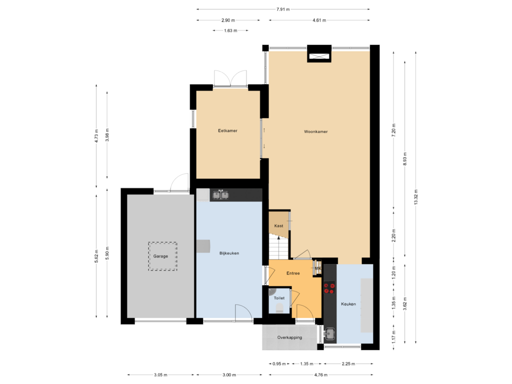 View floorplan of Begane grond of Rommestraat 38