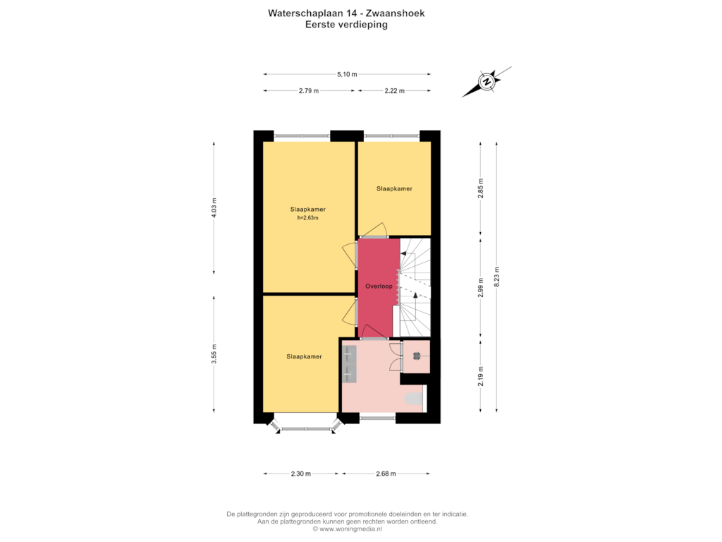 Bekijk plattegrond van Eerste verdieping van Waterschaplaan 14