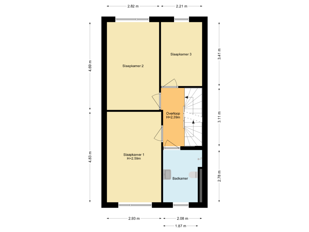 Bekijk plattegrond van Eerste verdieping van Spoorstraat 138-B