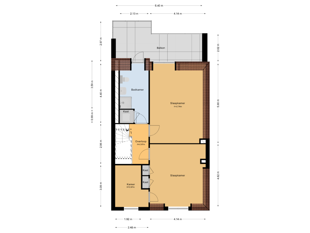 Bekijk plattegrond van 2e Verdieping van Van Lennepweg 6