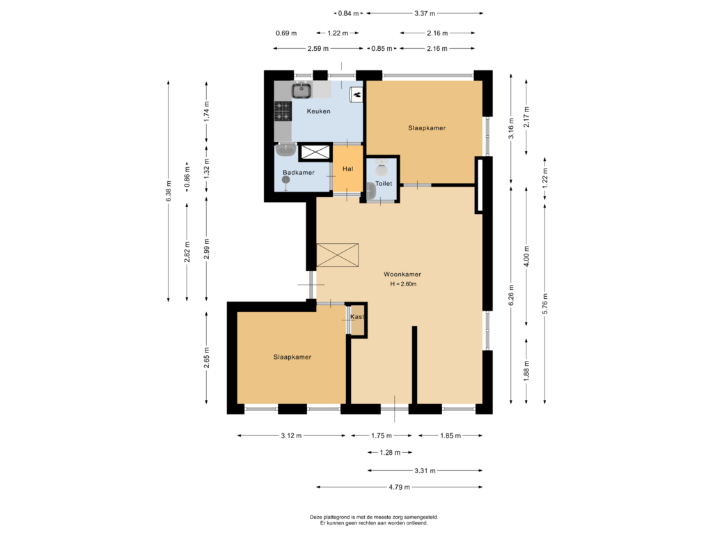 Bekijk plattegrond van Begane grond van Bernardus Gewinstraat 36-D