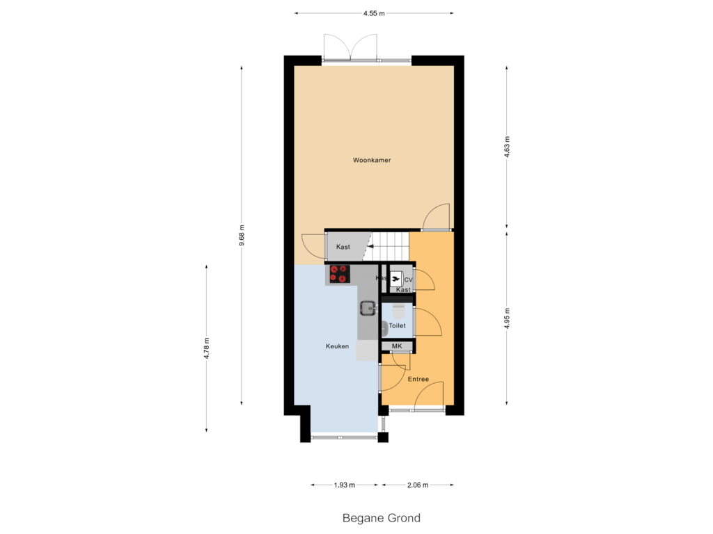 View floorplan of Begane Grond of Emily Brontësingel 88