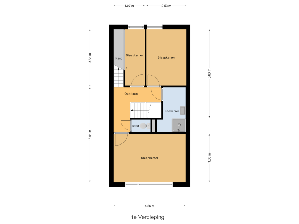 View floorplan of 1e Verdieping of Emily Brontësingel 88