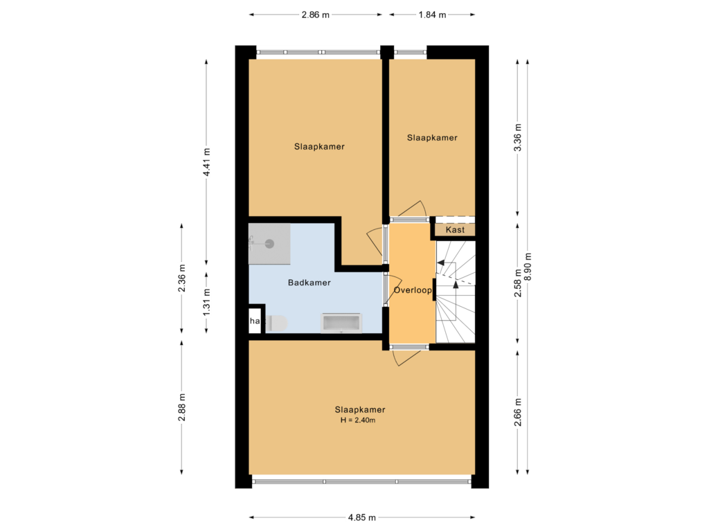 Bekijk plattegrond van Eerste verdieping van De Krommert 56