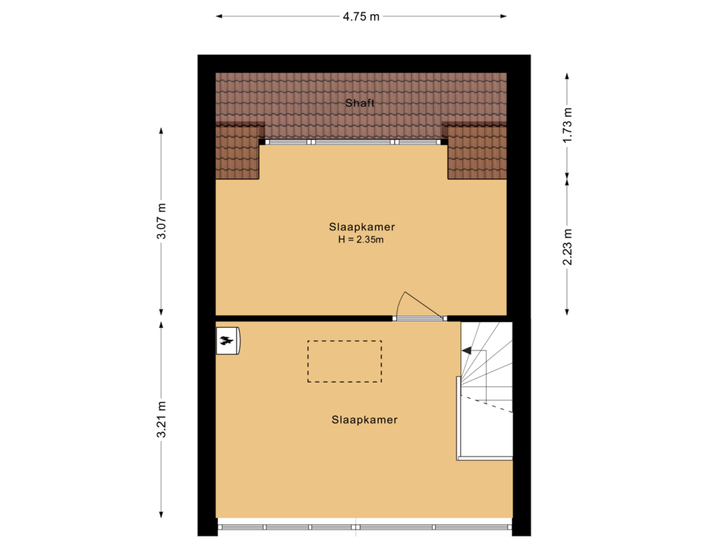 Bekijk plattegrond van Tweede verdieping van De Krommert 56