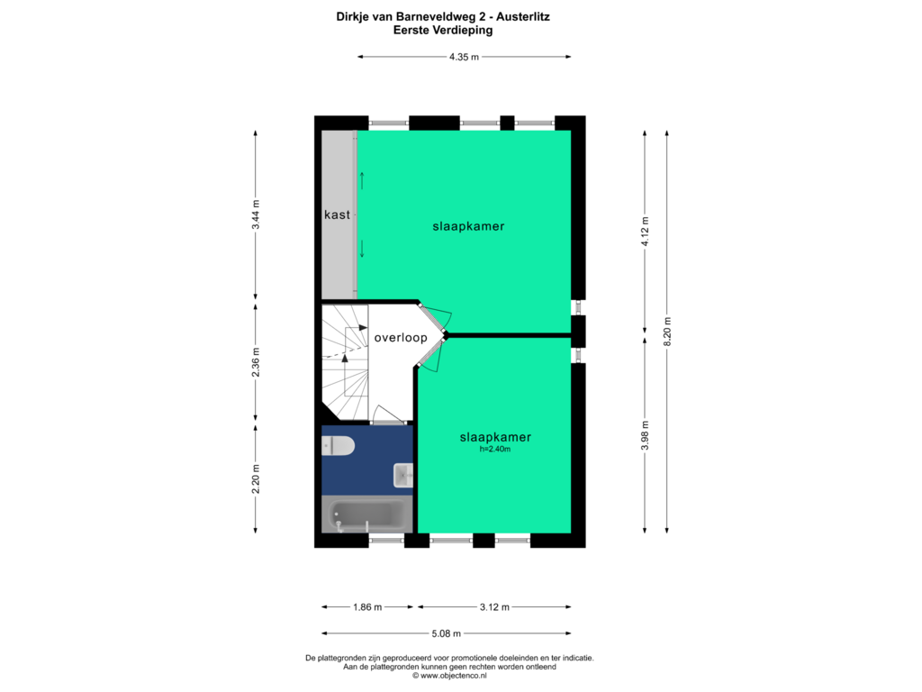 Bekijk plattegrond van EERSTE VERDIEPING van Dirkje van Barneveldweg 2