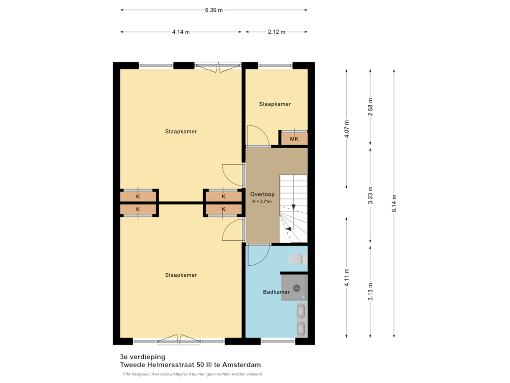 Bekijk plattegrond van 3e verdieping van Tweede Helmersstraat 50-3