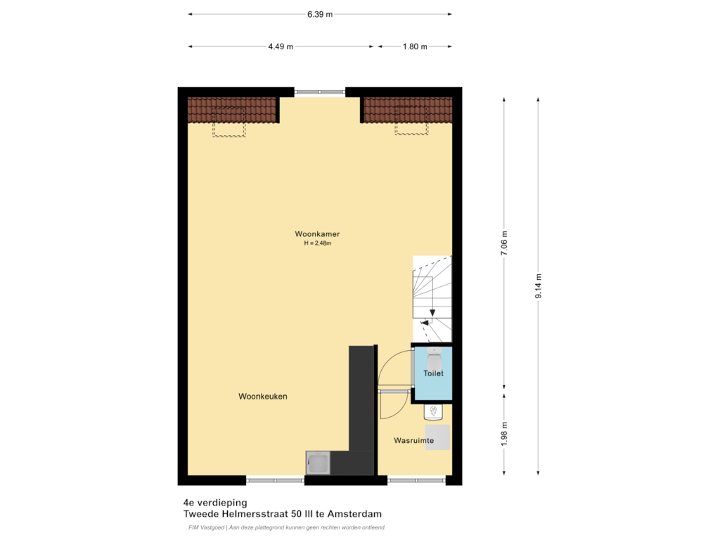 Bekijk plattegrond van 4e verdieping van Tweede Helmersstraat 50-3