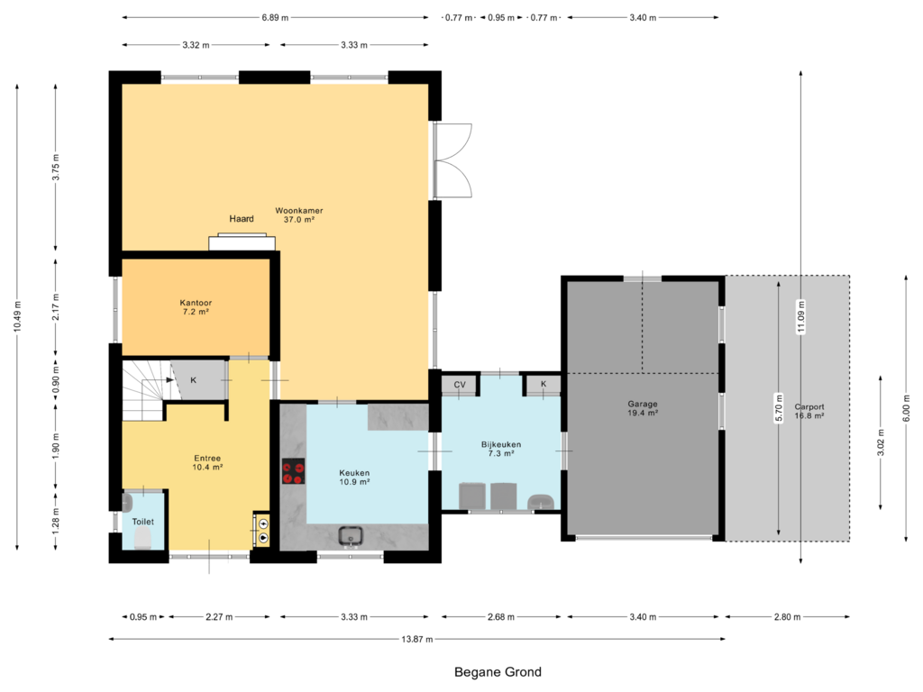 Bekijk plattegrond van Begane Grond van De Werf 18