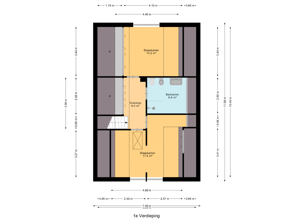 Bekijk plattegrond van 1e Verdieping van De Werf 18