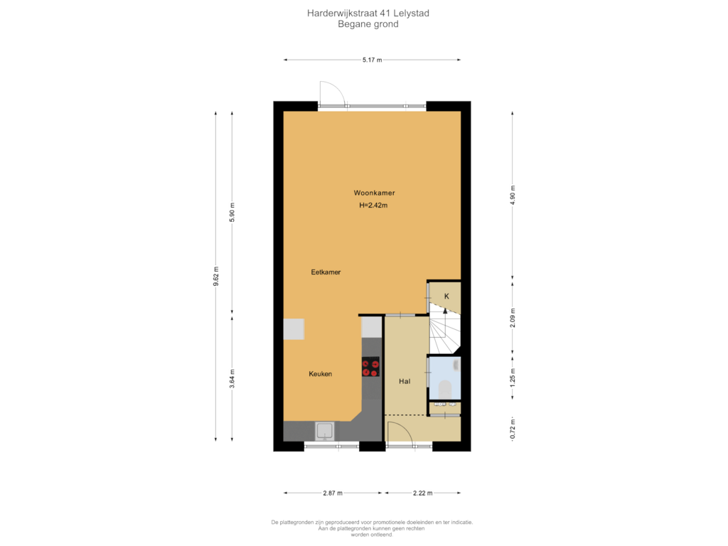 Bekijk plattegrond van Begane grond van Harderwijkstraat 41