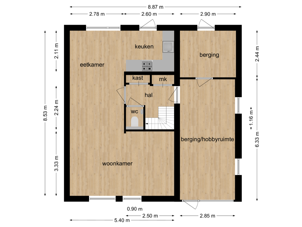 Bekijk plattegrond van Begane grond van Vlierstraat 9