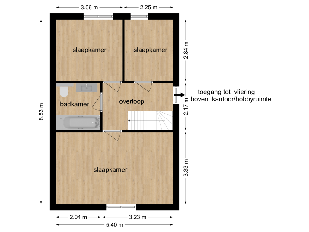 Bekijk plattegrond van Eerste verdieping van Vlierstraat 9