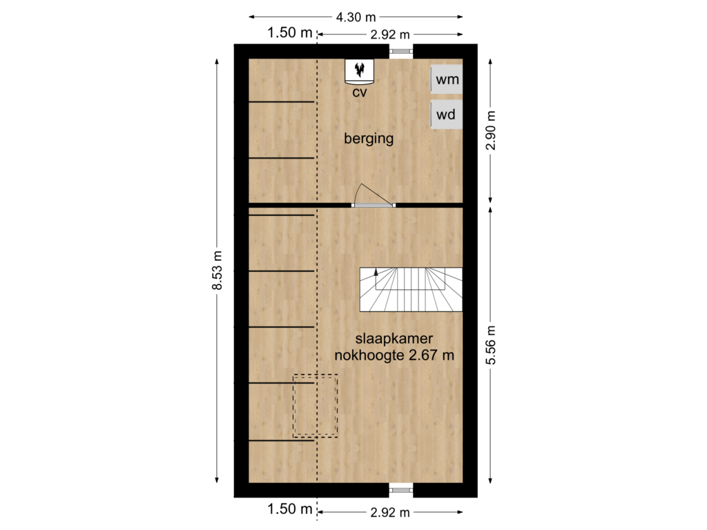 Bekijk plattegrond van Tweede verdieping van Vlierstraat 9