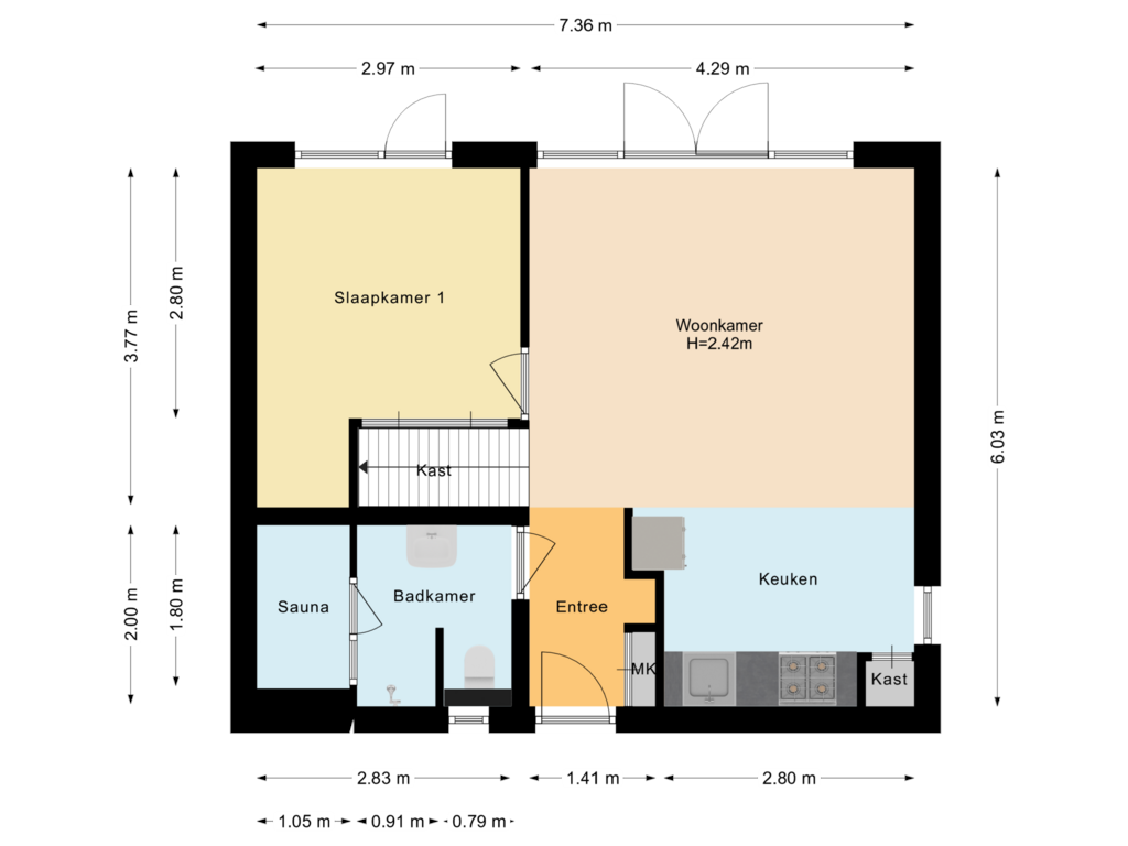 View floorplan of Begane grond of Oostgrasdijk 1-019