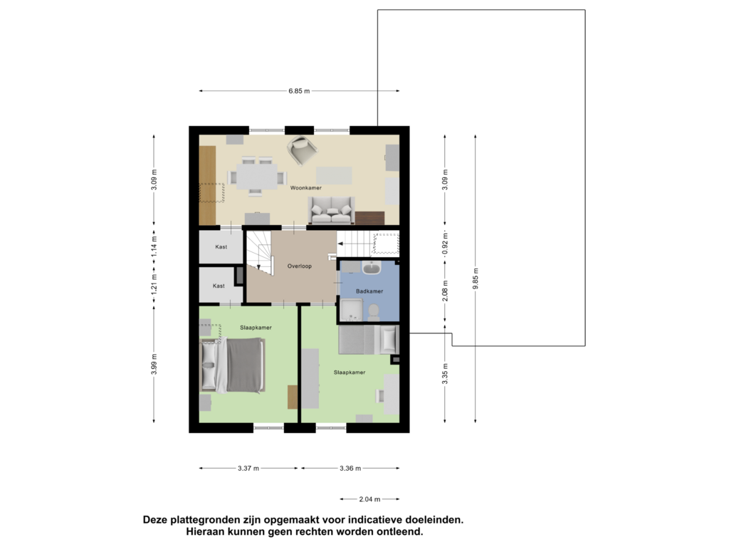 View floorplan of Eerste verdieping of Slauerhofflaan 1-B