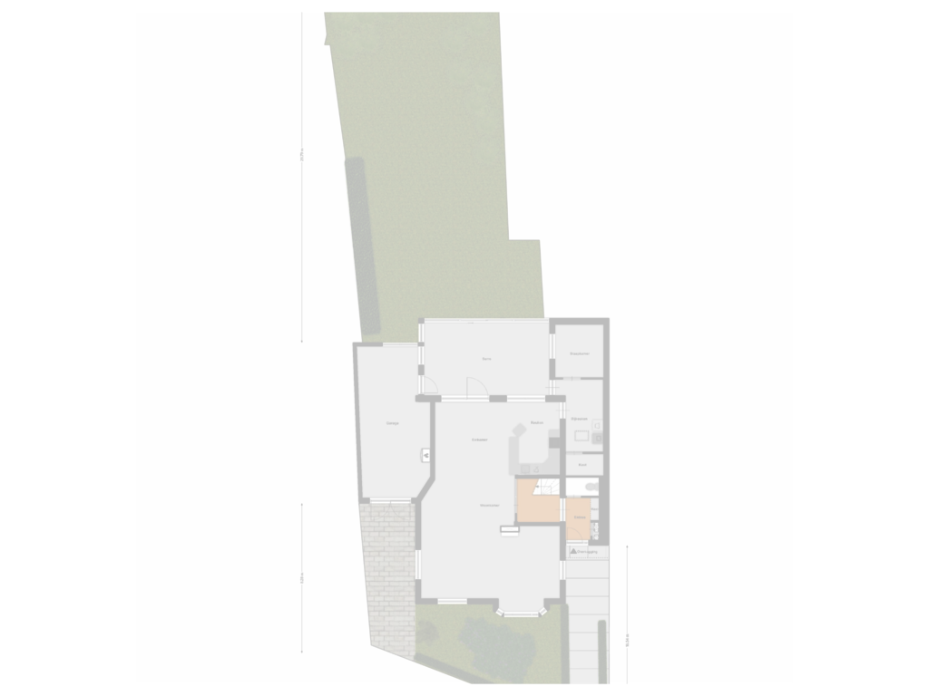 Bekijk plattegrond van Situatie met tuin van Noordeinde 205