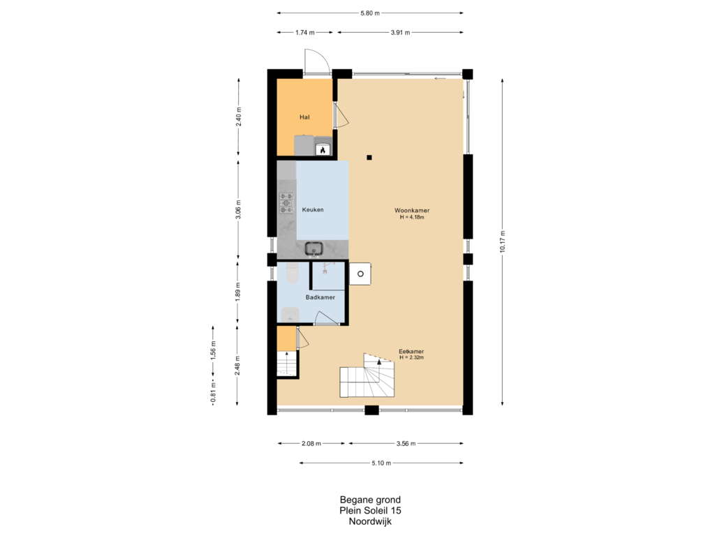 Bekijk plattegrond van Begane grond van Plein Soleil 15